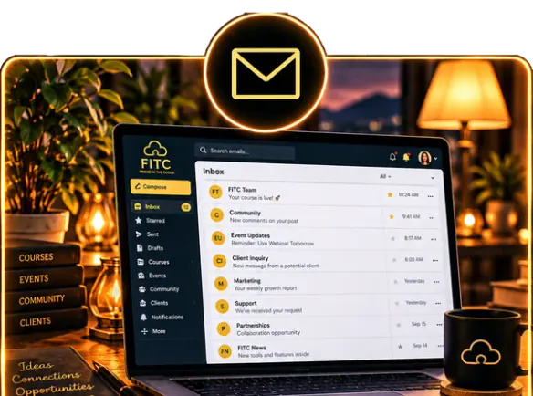 A laptop showing the FITC inbox.