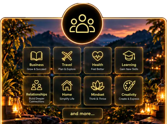 Specialist areas: business, travel, health, learning, relationships, home, mindset, creativity.